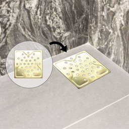 Ralo Dourado Quadrado em Aço Inox 9,5x9,5cm - By Fineza - 2
