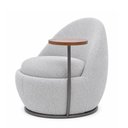 Ver imagem 1 de Poltrona Noah Mesa Lateral Esquerda Base Fixa Bouclé Cinza - Sallar Home