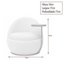 Ver imagem 4 de Poltrona Noah Mesa Lateral Esquerda Base Fixa Bouclé Cinza - Sallar Home