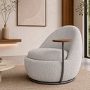 Ver imagem 2 de Poltrona Noah Mesa Lateral Esquerda Base Fixa Bouclé Cinza - Sallar Home