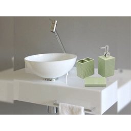 Kit Banheiro Lavabo Porta Sabonete Líquido Escova 3pçs Verde - 2