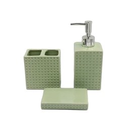 Kit Banheiro Lavabo Porta Sabonete Líquido Escova 3pçs Verde - 4