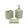 Kit Banheiro Lavabo Porta Sabonete Líquido Escova 3pçs Verde - 1