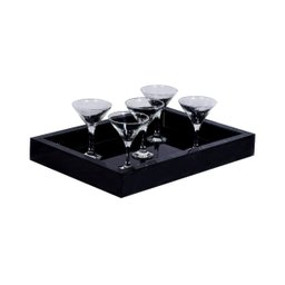 Bandeja Grande de Vidro Preto Decoração Luxo Cozinha Sala Bar 60x35 - 5