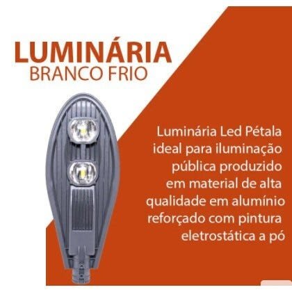 Luminária Publica de Rua LED 100W Pra Poste Luz Branco Frio a Prova D'Água - Atacado e Varejo - 3