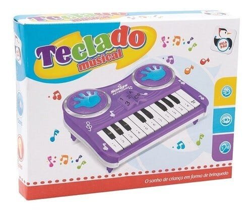 Teclado infantil didatico educativo para bebe 1 ano Unicórnio Rosa