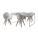 Ver imagem 6 de Mesa Jantar Industrial Branca 137X90Cm Base Ferro Branco Com 4 Poltronas Brancas Ei Cor: Branco