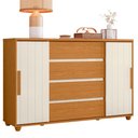 Ver imagem 5 de Guarda Roupa Solteiro Doble 04 Portas e Cômoda Evidenza Cinamomo Off White Flex - Móveis Albatroz