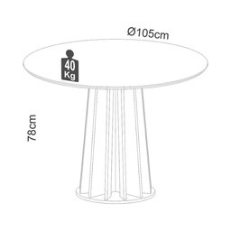 Conjunto de Jantar Mesa Redonda Mdf + 4 Cadeiras Tela Palha - 6