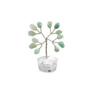 Árvore de Pedra Quartzo Verde Base Cristais 7cm - Saúde