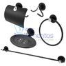 Kit Acessórios Para Banheiro Preto Fosco 5 Peças Aço Inox - 1