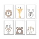 Ver imagem 1 de 6 Quadros Decorativos Moldura e Vidro Animais Escandinavos