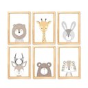 Ver imagem 1 de 6 Quadros Decorativos Moldura e Vidro Animais Escandinavos