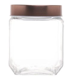 Pote de Vidro Transparente com Tampa de Acrílico Gold Rosé 1,2L - 3