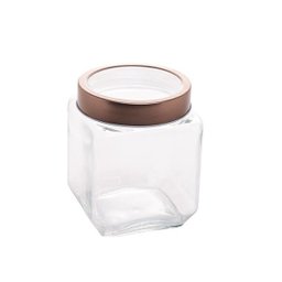 Pote de Vidro Transparente com Tampa de Acrílico Gold Rosé 1,2L - 1