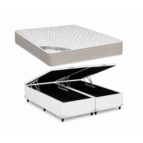 Cama Bau Casal Bipartido Branco Colchão Tecnopedic Revolution New One Face 138x188 - Castor
