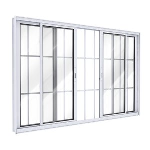 Janela de Alumínio de Correr 2 Folhas Móveis e 2 Folhas Fixas com Grade 100x200cm Lucasa Ideale