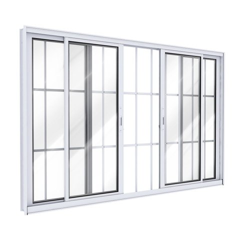 Janela de Alumínio de Correr 2 Folhas Móveis e 2 Folhas Fixas com Grade 100x200cm Lucasa Ideale