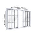 Ver imagem 3 de Janela de Alumínio de Correr 2 Folhas Móveis e 2 Folhas Fixas com Grade 100x200cm Lucasa Ideale