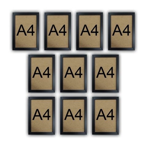 Kit 10 Molduras Quadro Certificado Diploma A4 Com Fundo MDF