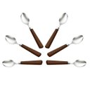 Ver imagem 1 de Conjunto com 6 Colheres para Chá de Aço Inox com Cabo de Plástico Rattan Marrom 16cm
