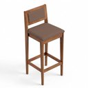 Ver imagem 1 de Kit 04 Banquetas Altas Lenna 99cm em Madeira e Encosto Estofado Linho Marrom - Abmaza