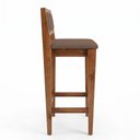 Ver imagem 2 de Kit 04 Banquetas Altas Lenna 99cm em Madeira e Encosto Estofado Linho Marrom - Abmaza