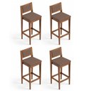 Ver imagem 4 de Kit 04 Banquetas Altas Lenna 99cm em Madeira e Encosto Estofado Linho Marrom - Abmaza
