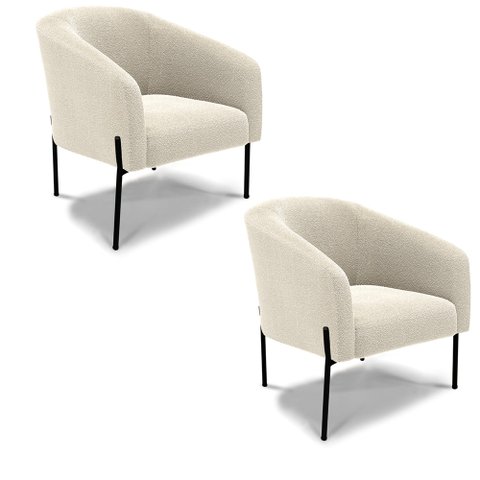 Poltrona Decorativa Pé de Ferro Preto Kit 2 Stella Bouclê D03 - D'Rossi