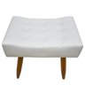 Puff Banqueta Retangular para Sala Quarto Penteadeira Corino Branco Pés Natural - 3