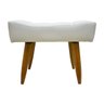Puff Banqueta Retangular para Sala Quarto Penteadeira Corino Branco Pés Natural - 1