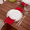 Ver imagem 3 de Kit 4 Guardanapos de Pano Liso 35 X 35cm Tecido Oxford Natal Vermelho