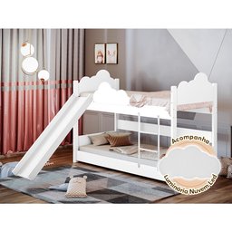 Beliche Solteiro Erika Nuvem com Escorregador Branco Incluso Luminária Led - 1
