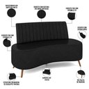 Ver imagem 4 de Sofá Chaise Living 2 Lugares 160cm para Sala Cayman K01 Sintético Preto