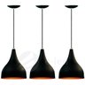 Conjunto 3 Lustres Pendentes de Alumínio Preto com Cobre E27 Metty 18x15cm - 1