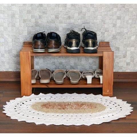 Sapateira Ripada 60 cm Madeira Maciça Natural Mhm