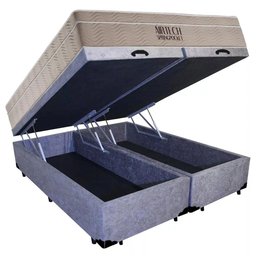 Cama Box Baú Casal Suede Bipartido + Colchão Ortobom Airtech Molas Ensacadas 65x138x188 Cinza - 5