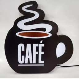 Café Placa Luminosa Led - Letreiro - Xicara de Café - 30cm - Bivolt - 1