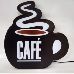 Café Placa Luminosa Led - Letreiro - Xicara de Café - 30cm - Bivolt
