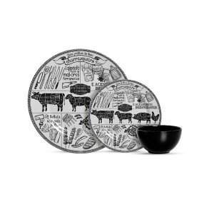 Aparelho de Jantar com 12 Peças Churrasco com Bowl Preto