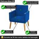 Ver imagem 5 de Poltrona Nina Tecido Azul Royal com Rodapé e Pés Madeira Palito Retrô Sala Escritório