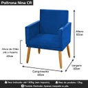 Ver imagem 7 de Poltrona Nina Tecido Azul Royal com Rodapé e Pés Madeira Palito Retrô Sala Escritório