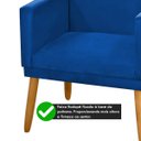 Ver imagem 3 de Poltrona Nina Tecido Azul Royal com Rodapé e Pés Madeira Palito Retrô Sala Escritório