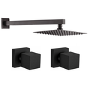 Ver imagem 1 de Kit Ducha 20x20 Slim C/ 2 Acabamentos para Registro Base Deca 16 Estrias 1/2 - 3/4 Preto Fosco