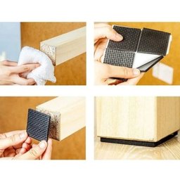 Kit 8 Unidades Protetores Pé Moveis Borracha Piso Resistente Quadrado Porta Anti deslizante Prote - 5