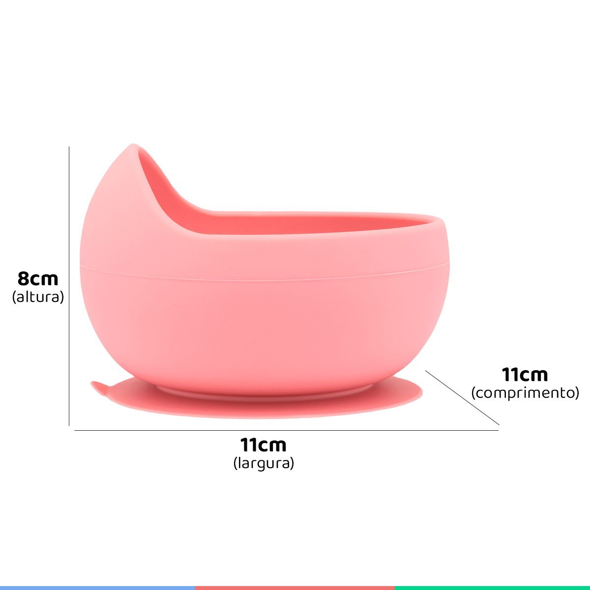 Bowl de Silicone Bebe Alimentação Refeição Infantil 350ML +6 Meses Com Ventosa Rosa Buba - 4