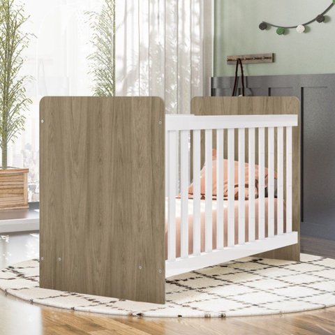 Berço Mini-cama 2 em 1 - Labirinto - Rústico / Branco
