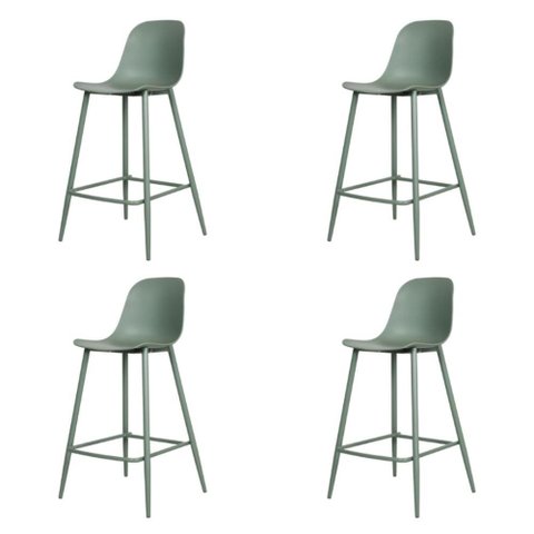 Kit 4 Banquetas Médias Miami Abi Fratini 91,50 Cm (altura) Polipropileno Verde Aloe Base Aço