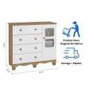Ver imagem 4 de Cômoda Infantil Uli 1 Porta Branco Brilho / Branco com Carvalho Peroba - Branco Brilho com Carvalho