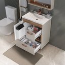 Ver imagem 2 de Conjunto Mariana C/pés 60cm Lavatório Patinada - Fabribam